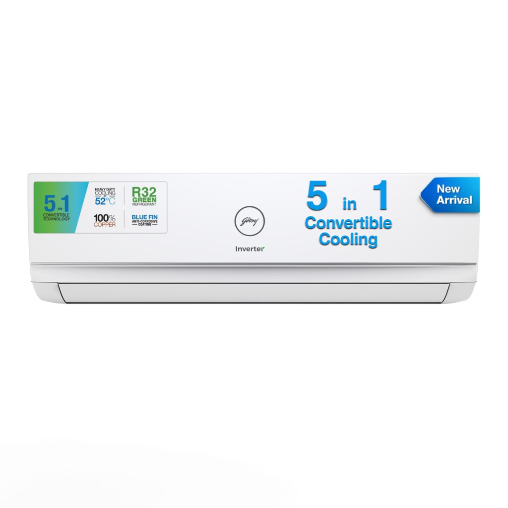 Best 1.5Tan Air Conditioner in 2024; Godrej 1.5 Ton 3 Star, 5-in-1 Convertible Cooling