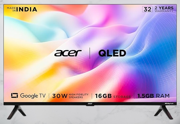 Acer 80 cm (32 inches) V Series HD Ready Smart QLED Google Tv, Best 32 Inches Smart Tv under 15000/15k